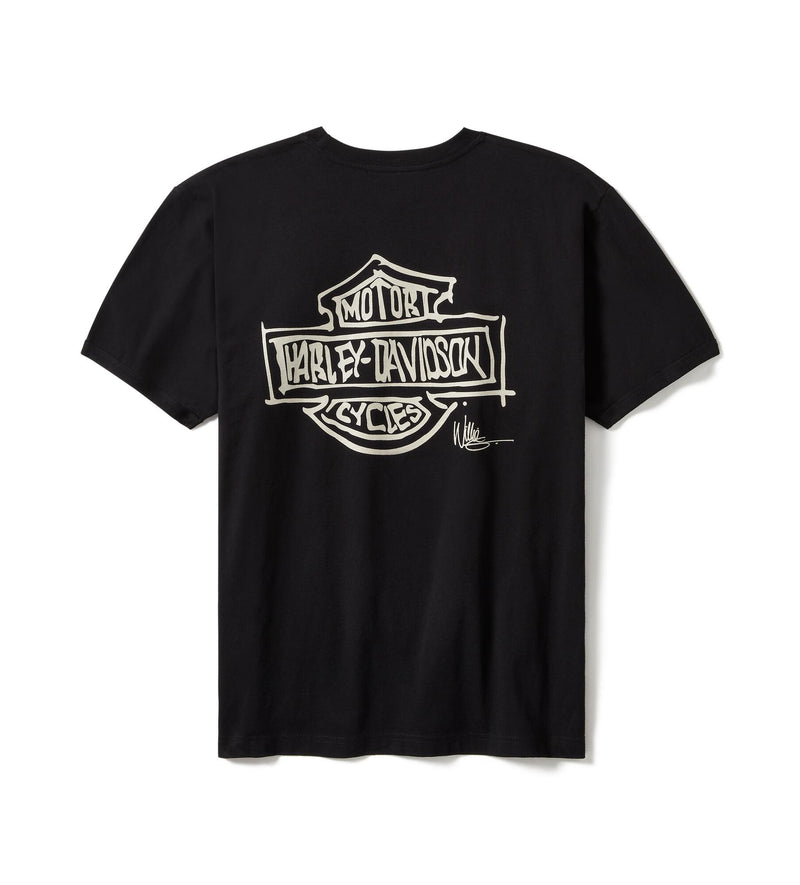Load image into Gallery viewer, Willie G Sketch Art Ringer Tee - True Black
