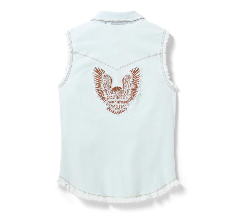 Load image into Gallery viewer, Women's Vintage Fringe Sleeveless Denim
