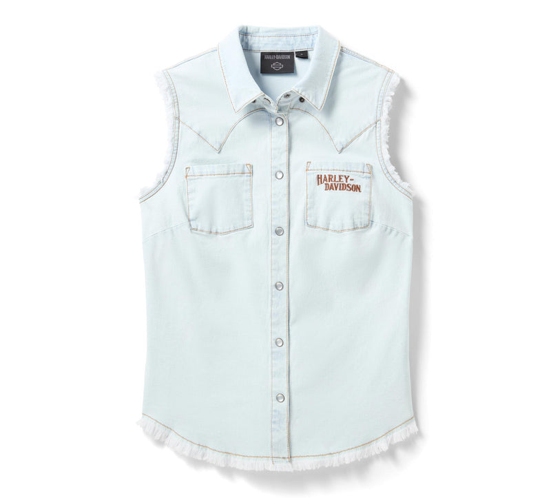 Load image into Gallery viewer, Women's Vintage Fringe Sleeveless Denim
