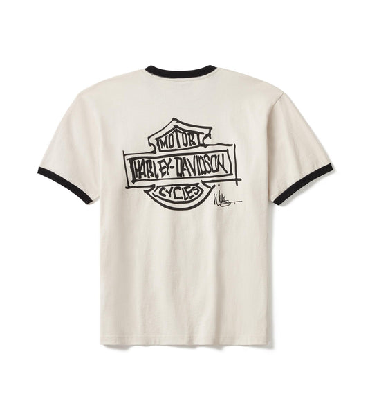 Willie G Sketch Art Ringer Tee - Parchment