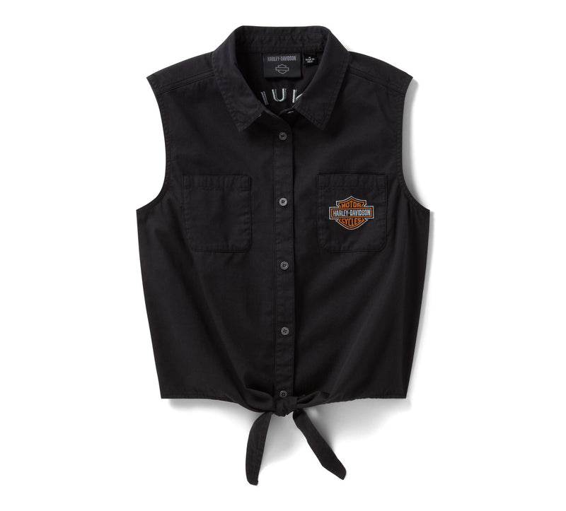 Load image into Gallery viewer, H-D® Essential Tie Front Top- Harley Black
