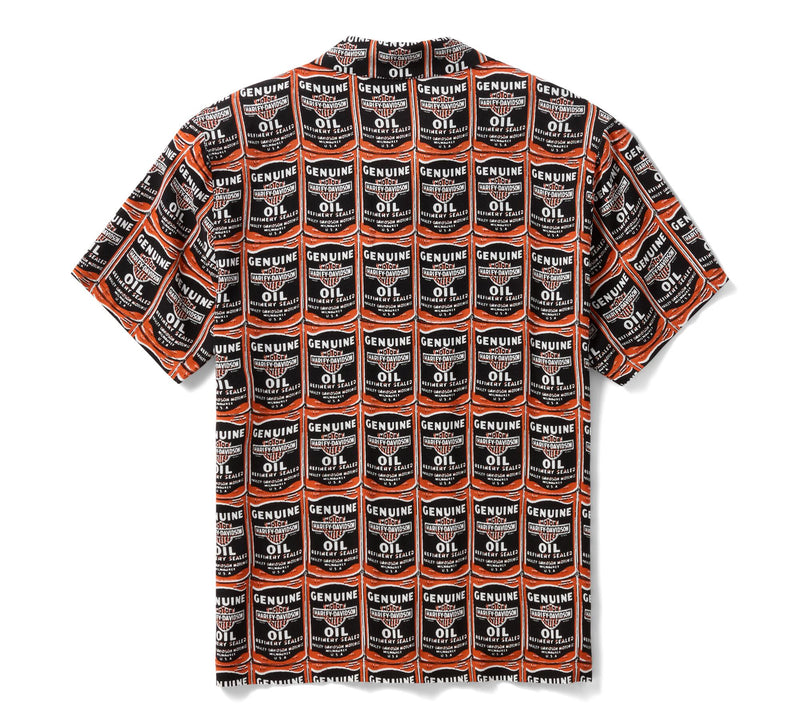 Load image into Gallery viewer, Men's H-D Essential Oil Can Aloha Shirt
