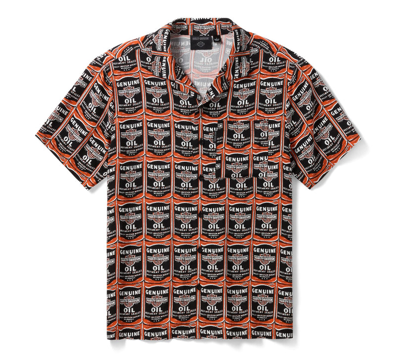 Load image into Gallery viewer, Men's H-D Essential Oil Can Aloha Shirt
