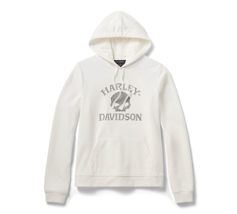 Load image into Gallery viewer, Women's Willie G Skull Bling PO Hoodie - Cloud Dancer
