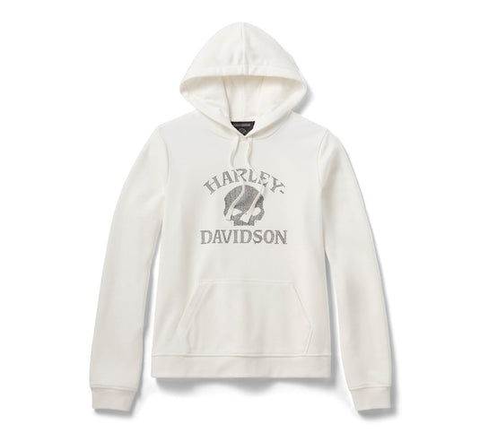 Women's Willie G Skull Bling PO Hoodie - Cloud Dancer