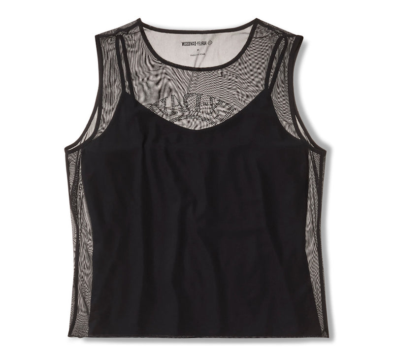 Load image into Gallery viewer, Women's Willie G Skull Bling Mesh Top - Harley Black
