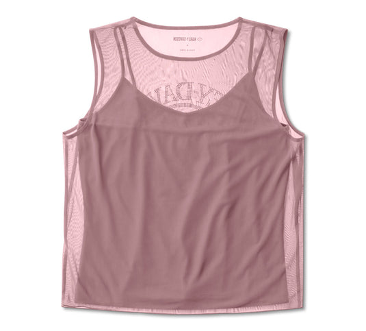 Women's Willie G Skull Bling Mesh Top - Nostalgia Rose