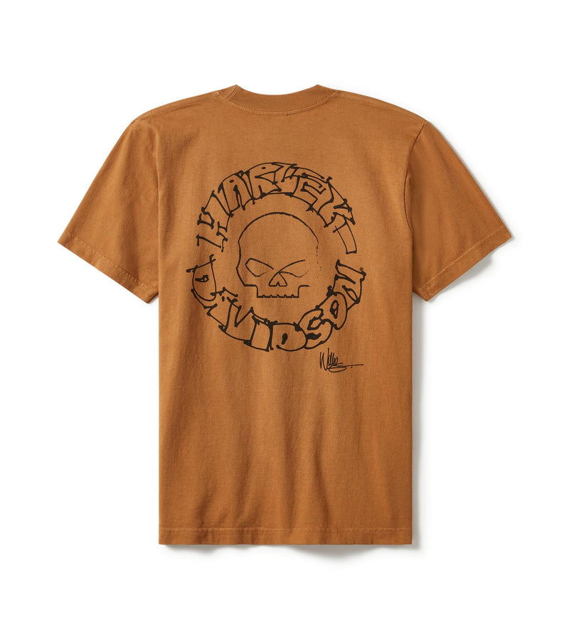Load image into Gallery viewer, Willie G Circle Skull Sketch Art Short Sleeve - Dark Chocolate
