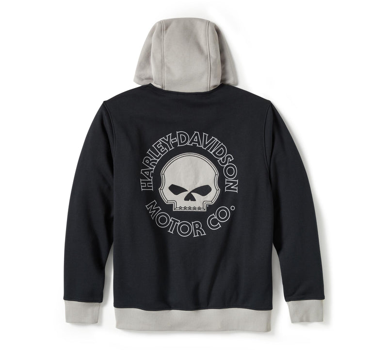Load image into Gallery viewer, Willie G Skull Colorblock Zip Front Hoodie
