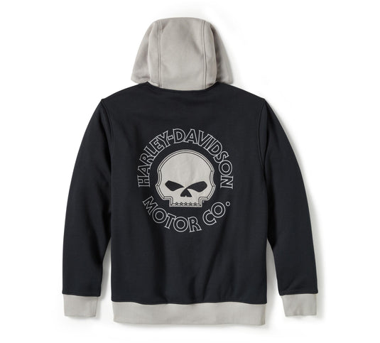Willie G Skull Colorblock Zip Front Hoodie