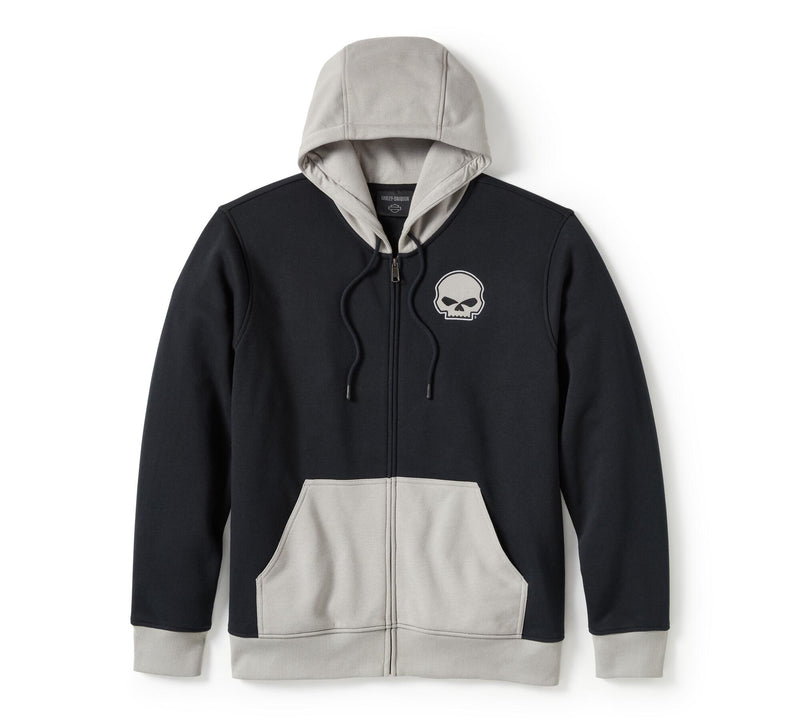 Load image into Gallery viewer, Willie G Skull Colorblock Zip Front Hoodie
