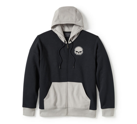 Willie G Skull Colorblock Zip Front Hoodie