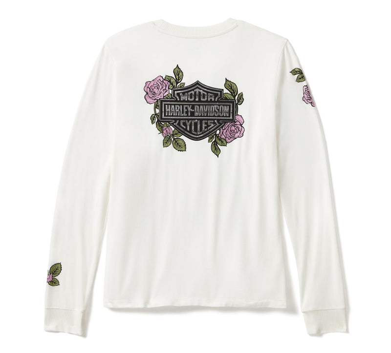 Load image into Gallery viewer, Rose &amp; Thorn Bling Long Sleeve Top - Cloud Dancer
