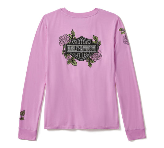 Rose & Thorn Bling Long Sleeve Top - Orchid