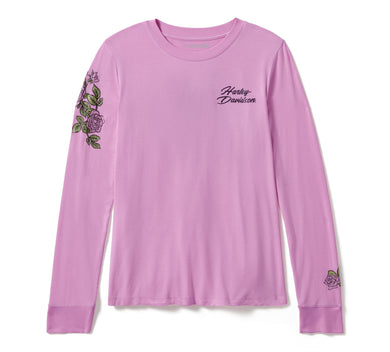 Rose & Thorn Bling Long Sleeve Top - Orchid
