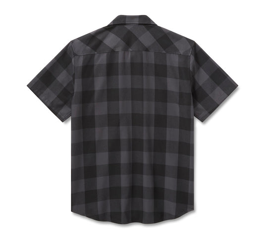 Men's H-D Standard Short Sleeve Plaid Shirt - Asphalt Harley Black Heather