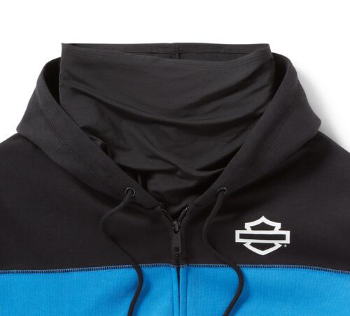 Men's H-D TECH Gaiter Full Zip - Colourblock Nebulas Blue and Harley Black