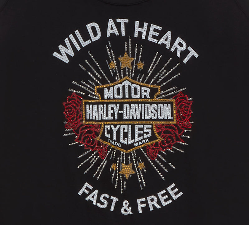 Load image into Gallery viewer, Women's Bling Iron Rose Tank - Harley Black
