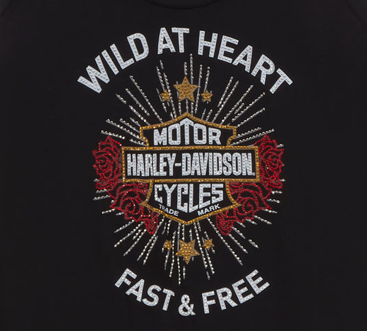 Women's Bling Iron Rose Tank - Harley Black