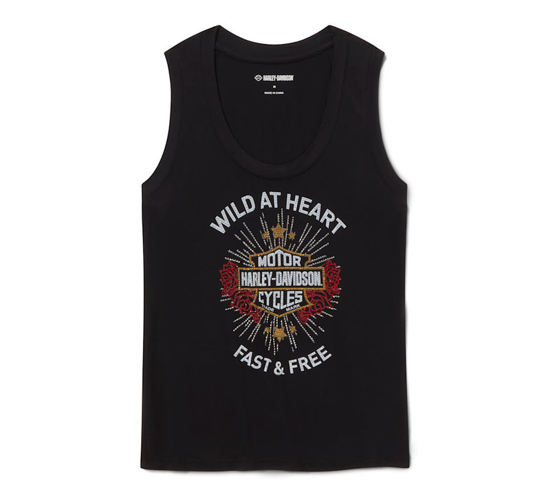 Load image into Gallery viewer, Women's Bling Iron Rose Tank - Harley Black
