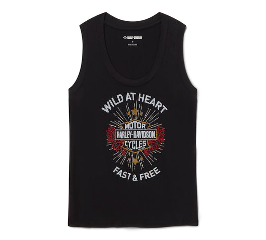 Women's Bling Iron Rose Tank - Harley Black
