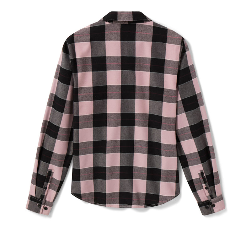 Load image into Gallery viewer, Women's H-D Standard Buffalo Plaid Long Sleeve Shirt - Plaid - Dusty Mauve &amp; Harley Black

