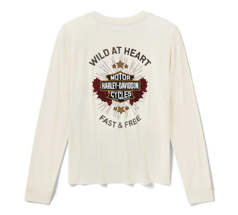 Load image into Gallery viewer, Women's Bling Iron Rose Long Sleeve Top- Birch
