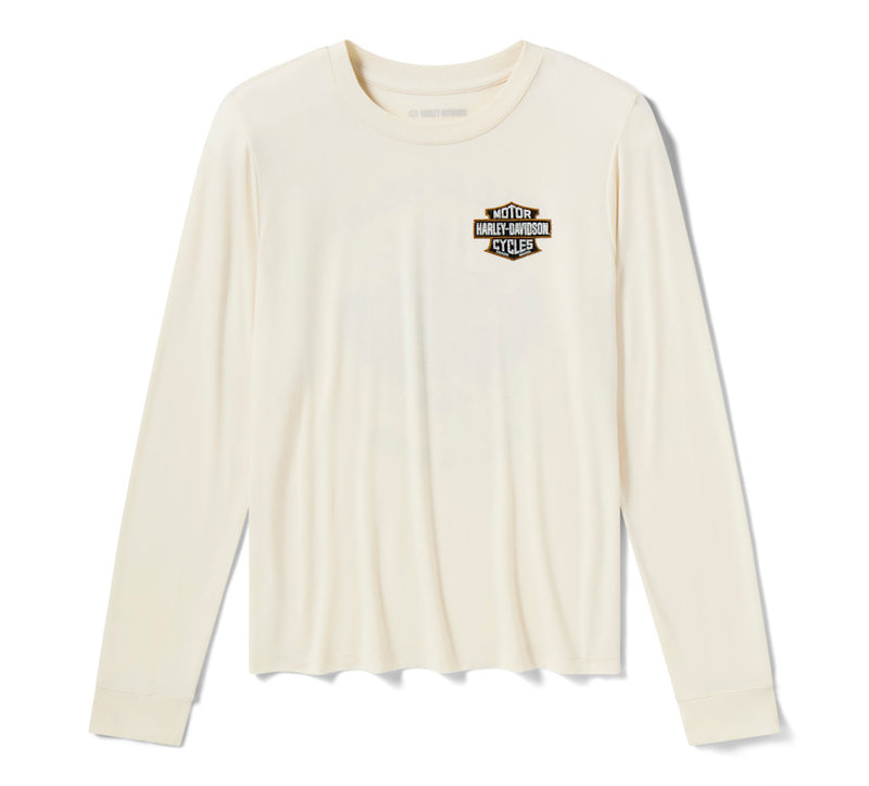 Load image into Gallery viewer, Women's Bling Iron Rose Long Sleeve Top- Birch
