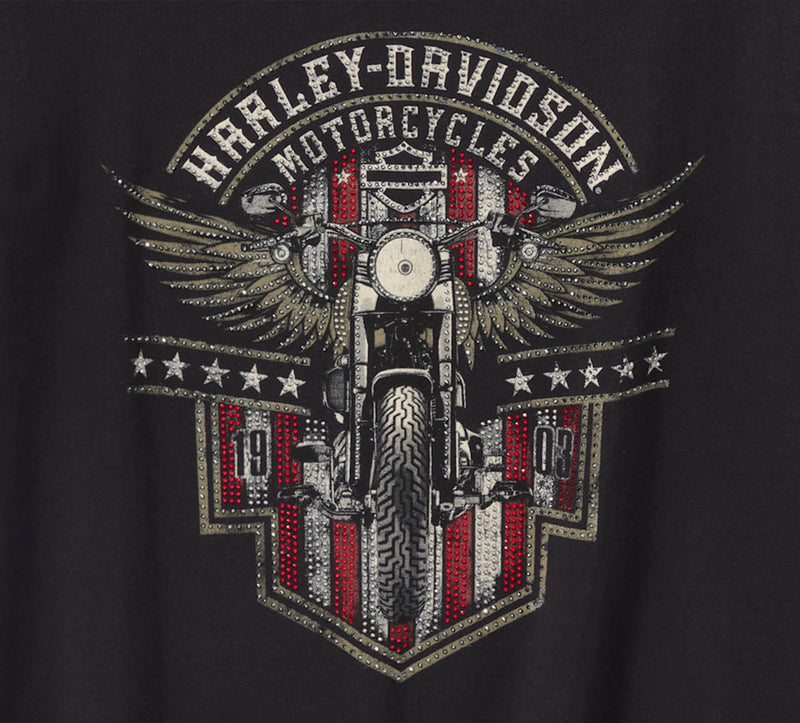 Load image into Gallery viewer, Women's Bling Rally Rip &amp; Repair Cold Shoulder V Neck Tee

