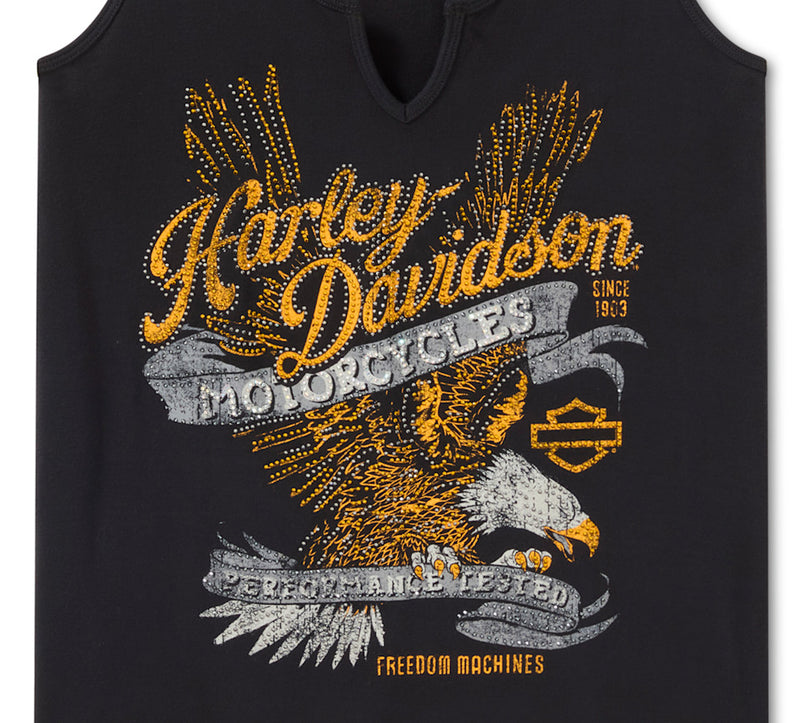 Load image into Gallery viewer, Women's Bling Live to Ride Notch Neck Tank - Harley Black
