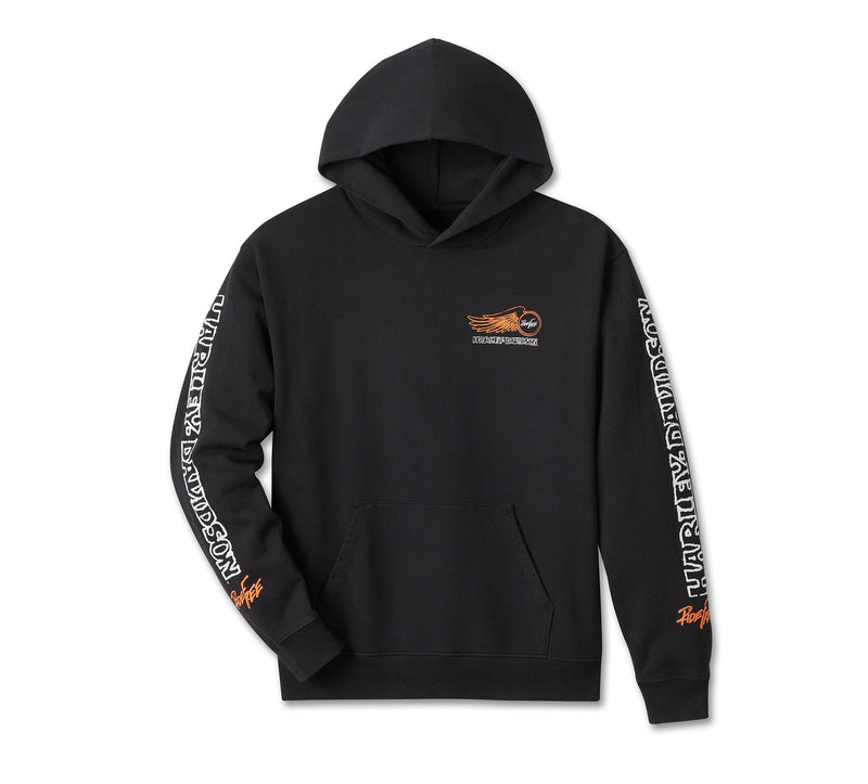 Load image into Gallery viewer, Willie G Winged Wheel Pullover Hoodie - True Black
