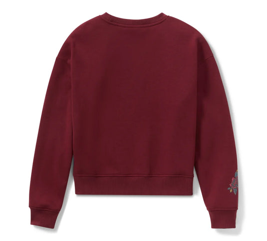 Women's Serpent Rose Bling Fleece - Maroon Banner