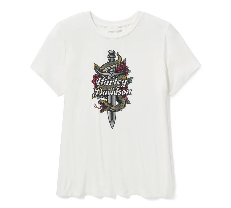 Load image into Gallery viewer, Women&#39;s Serpent Rose Bling Crew Neck Tee
