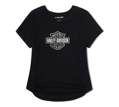 Women's Beveled Bar & Shield Bling Top - Harley Black