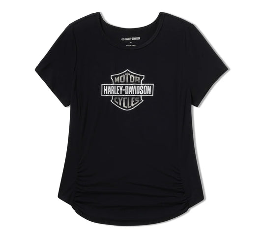 Women's Beveled Bar & Shield Bling Top - Harley Black