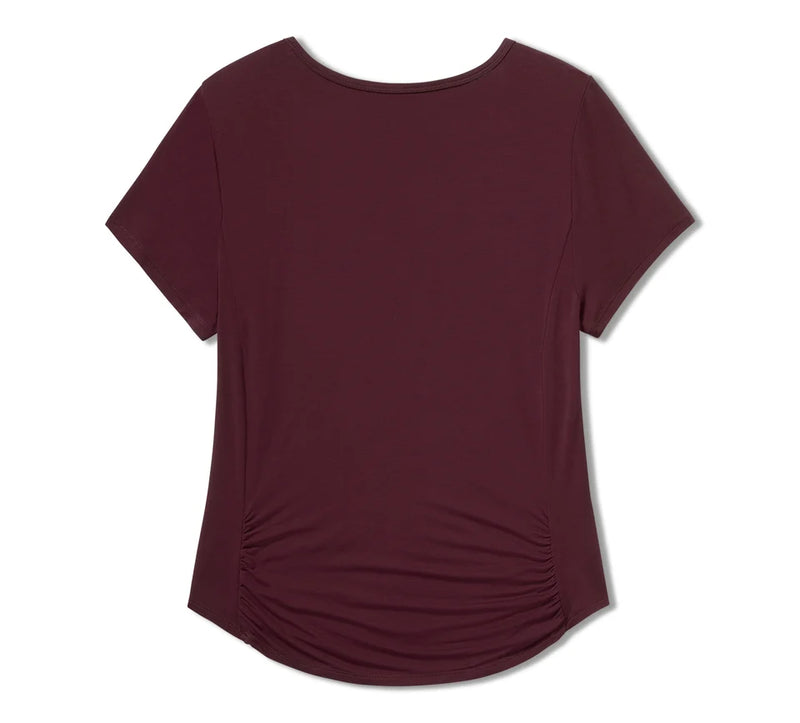 Load image into Gallery viewer, Women&#39;s Beveled Bar &amp; Shield Bling Top - Maroon Banner

