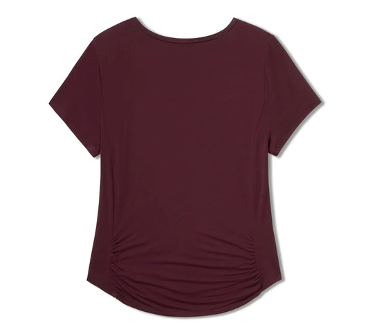Women's Beveled Bar & Shield Bling Top - Maroon Banner