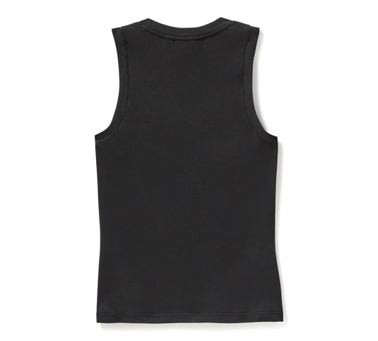 Women's Serpent Rose Bling Ribbed Tank - Harley Black