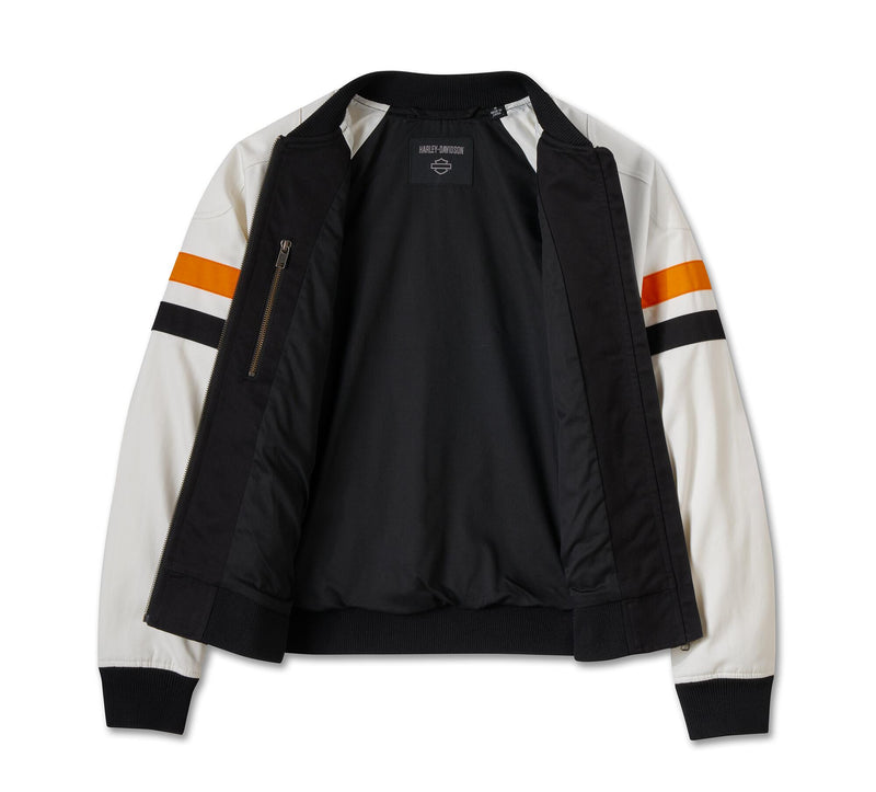 Load image into Gallery viewer, Women&#39;s Stacked Bar &amp; Shield Bomber Jacket
