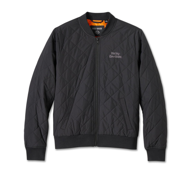Load image into Gallery viewer, Women&#39;s Old English Rose Quilted Bomber
