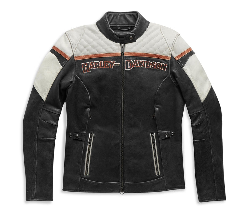Load image into Gallery viewer, Women's H-D Triple Vent Miss Enthusiast II Leather Jacket
