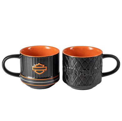 H-D Open B&S Embossed Coffee Mug Set