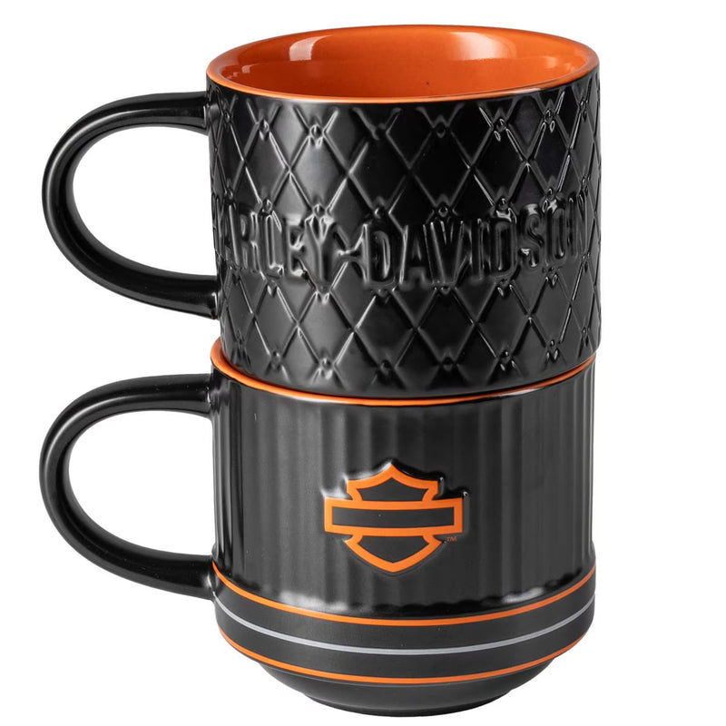 Load image into Gallery viewer, H-D Open B&amp;S Embossed Coffee Mug Set
