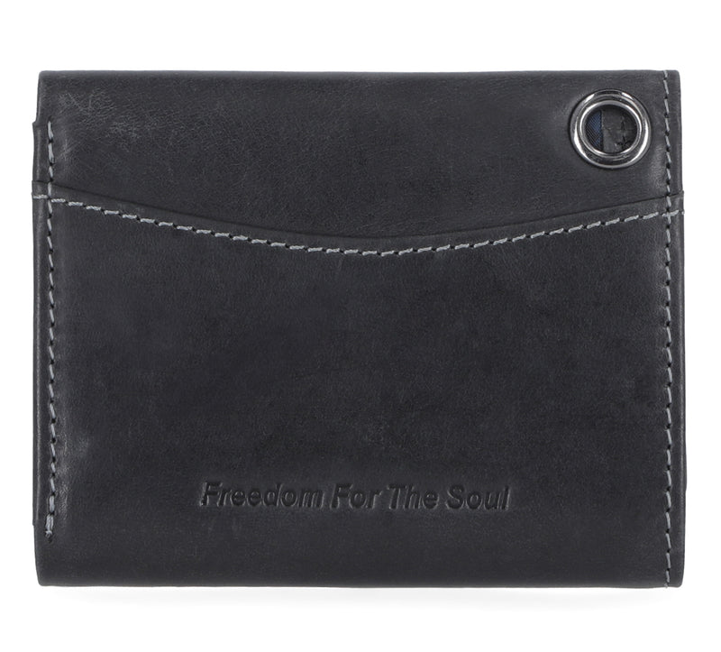 Load image into Gallery viewer, Men's Willie G Skull Snap Tri-Fold Leather Wallet, Black
