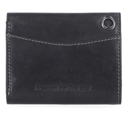 Men's Willie G Skull Snap Tri-Fold Leather Wallet, Black