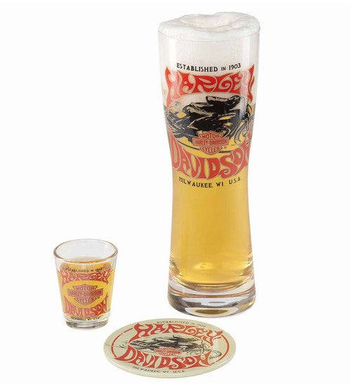 HD 1970's Racer Pilsner/Shot glass set