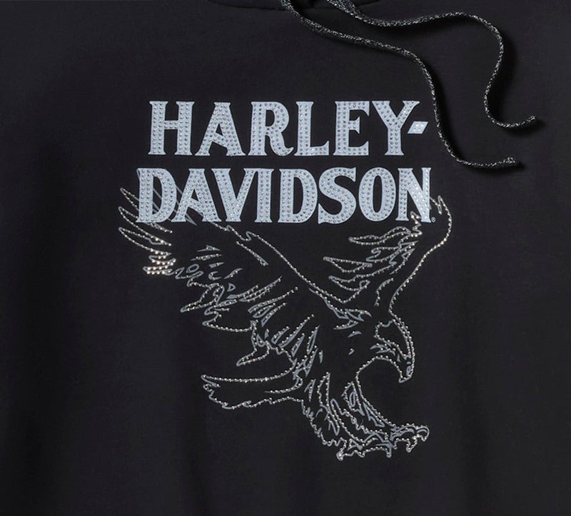 Load image into Gallery viewer, Harley-Davidson - Women's Bling Raw Edge Hoodie - Harley Black -
