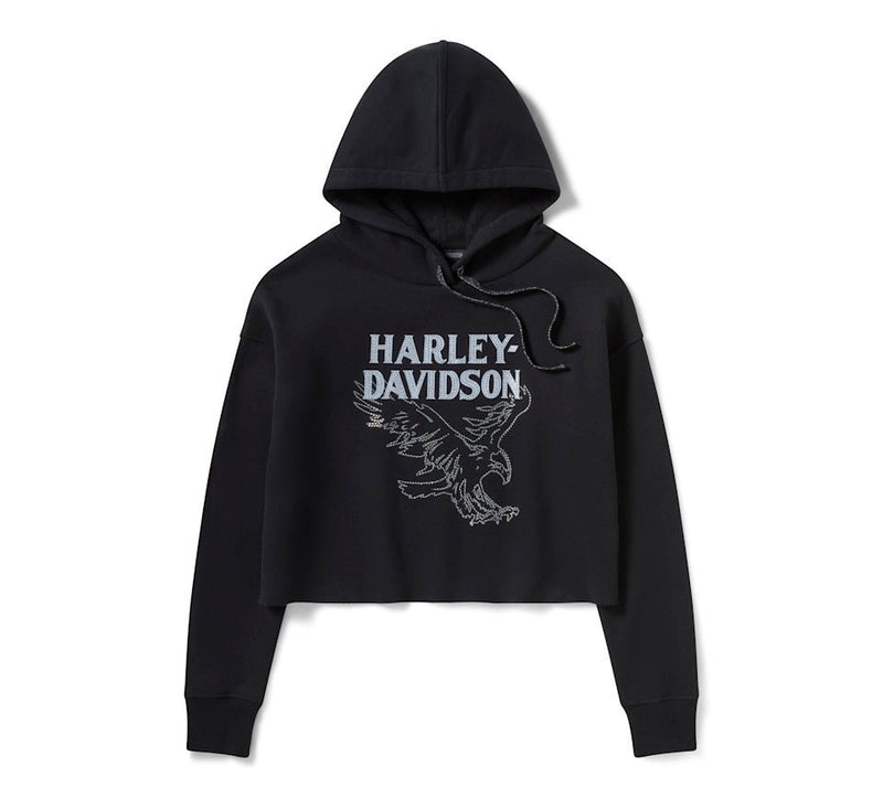 Load image into Gallery viewer, Harley-Davidson - Women's Bling Raw Edge Hoodie - Harley Black -
