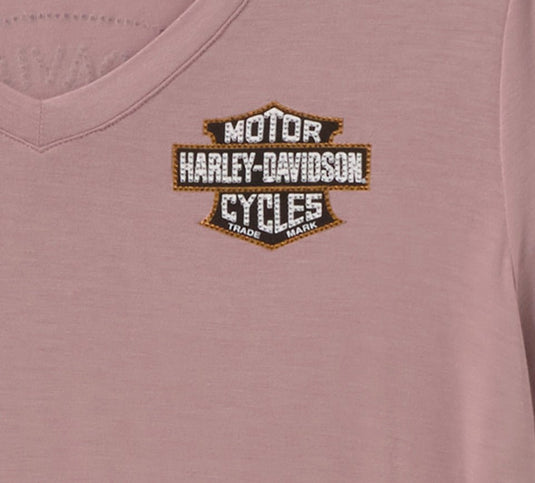 Harley-Davidson - Women's Bling Thorns & Talons V-Neck - Dusty Mauve -