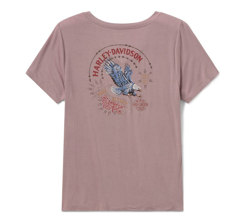 Load image into Gallery viewer, Harley-Davidson - Women's Bling Thorns &amp; Talons V-Neck - Dusty Mauve -
